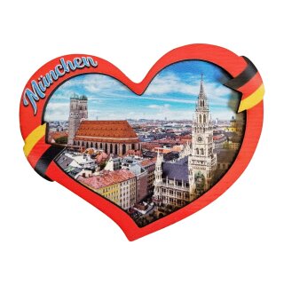 MDF Holz Magnet Fotomagnet Souvenir Herz - München