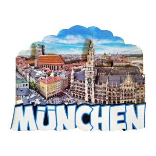 MDF Holz Magnet Fotomagnet Souvenir Skyline - München