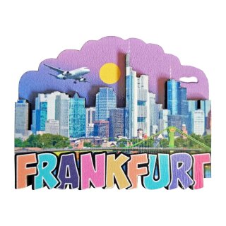 MDF Holz Magnet Fotomagnet Souvenir Skyline Frankfurt