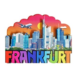 MDF Holz Magnet Fotomagnet Souvenir Skyline Frankfurt