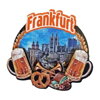 MDF Holz Magnet Fotomagnet Souvenir Bier Breze Frankfurt