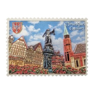 Polyresin Magnet Kühlschrankmagnet Frankfurt am Main Briefmarken Optik Römer