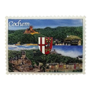 Magnet Reichsburg Cochem und Mosel Panorama mit Stadtwappen