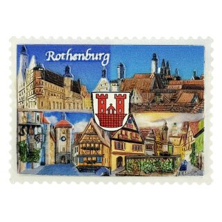 Kühlschrankmagnet – Rothenburg ob der Tauber Altstadt Panorama mit Stadtwappen