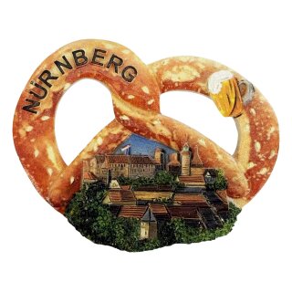Nürnberg Magnet Brezel mit Altstadt Motiv