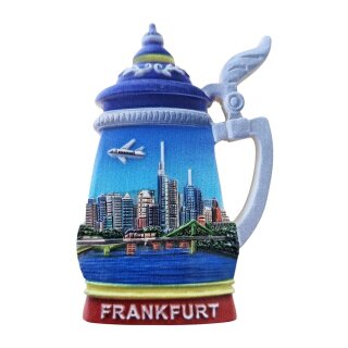 Polyresin Magnet Kühlschrankmagnet Frankfurt am Main Bierkrug Krug Skyline Main