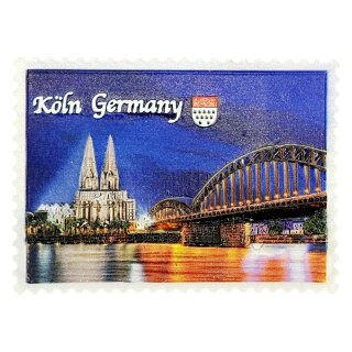 Köln Magnet mit Dom und Hohenzollernbrücke bei Nacht