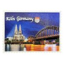 Köln Magnet mit Dom und Hohenzollernbrücke bei Nacht