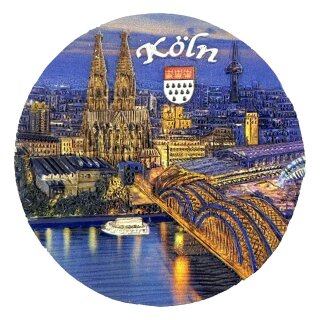 Köln Rundmagnet mit Dom Panorama Rheinbrücke und Stadtwappen