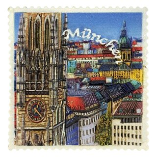 München Quadratischer Magnet Frauenkirche Altstadtpanorama