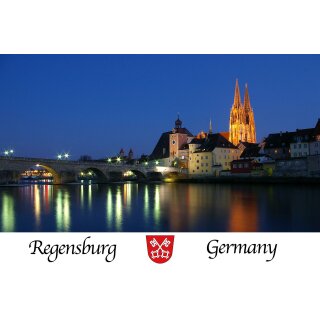 Fotomagnet Foto Magnet Kühlschrankmagnet - Regensburg bei Nacht