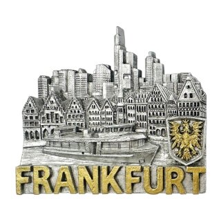 Frankfurt Kühlschrankmagnet Silber 3D Skyline Römer Main Souvenir