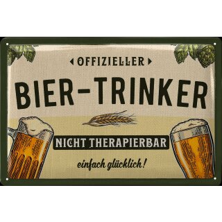 Blechschild Biertrinker 20x30