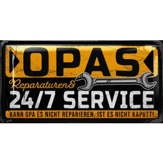 Blechschild Opas Service 16x32cm