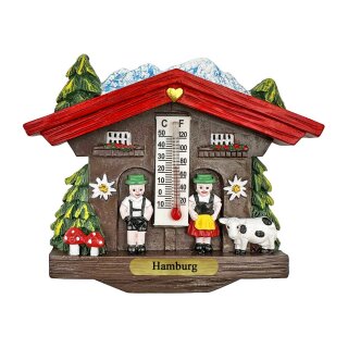 Kühlschrankmagnet Alpen Kuckucksuhr Magnet  Wetterhaus Thermometer Deko - Hamburg