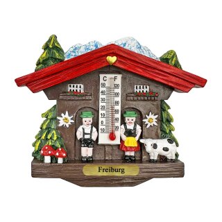 Kühlschrankmagnet Alpen Kuckucksuhr Magnet  Wetterhaus Thermometer Deko - Freiburg