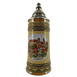 Gutsherrenkrug 11,4 cm   0,2 Liter Nürnberg Zinndeckel Made in Germany