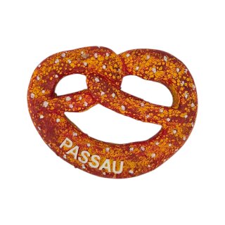 Polyresin Magnet Kühlschrankmagnet Souvenir Breze mit Schriftzug Passau