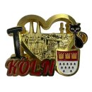 Metallmagnet Köln Herz Katze - gold glänzend