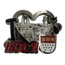 Metallmagnet Köln Herz Katze - silber glänzend