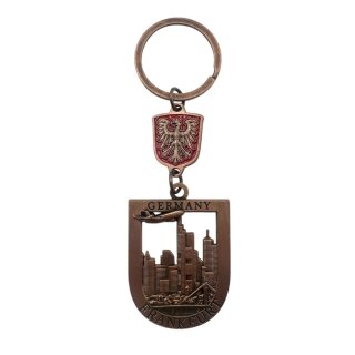 Schlüsselanhänger Frankfurt Skyline mit Wappen bronze