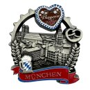 München Metallmagnet Bierkrug Brezel Bayern Wahrzeichen - Silber