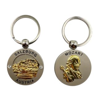 Schlüsselanhänger Salzburg Münze Mozart silber gold