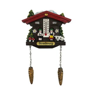 Kühlschrankmagnet Alpen Kuckucksuhr Magnet  Wetterhaus Thermometer Deko - Strasbourg