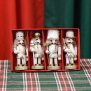 Nussknacker Christbaumschmuck 4er Set weiß in Box 10cm mit Aufhänger