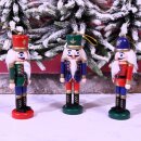 Nussknacker Christbaumschmuck 3er Set grün, rot, blau in Box 13cm mit Aufhänger