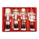 Nussknacker Christbaumschmuck 4er Set rot weiß in Box 13cm mit Aufhänger