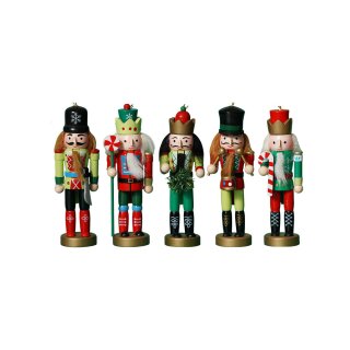 Nussknacker Christbaumschmuck 5er Set bunt in Box 13cm mit Aufhänger