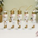 Nussknacker Christbaumschmuck 5er Set weiß in Box 13cm mit Aufhänger