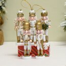 Nussknacker Christbaumschmuck 5er Set weiß in Box 13cm mit Aufhänger