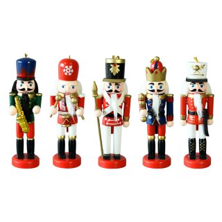 Nussknacker Christbaumschmuck 5er Set bunt in Box 13cm mit Aufhänger