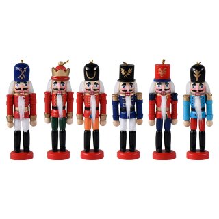 Nussknacker Christbaumschmuck 6er Set bunt in Box 13cm mit Aufhänger