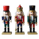Nussknacker Nutcracker Weihnachtsdeko 3er Set bunt in Box 15cm zum stehen