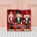 Nussknacker Nutcracker Weihnachtsdeko 3er Set bunt in Box 15cm zum stehen