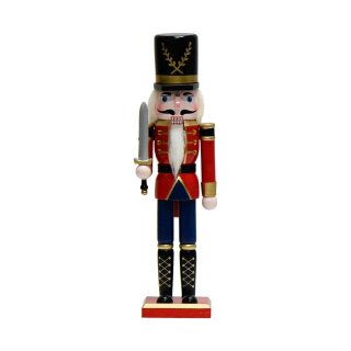 Premium Nussknacker Nutcracker Einzeln Verpackt in Box Sichtfenster Rot Messer 30cm