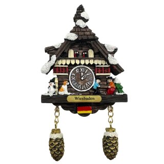 Kuckucksuhr Magnet Souvenir Alpen Hütte Wetterhaus Kühlschrankmagnet Wiesbaden