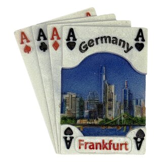 Frankfurt Magnet Spielkarten Design mit Skyline und Main