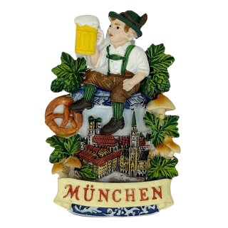 Magnet Polyresin Kühlschrankmagnet Souvenir Mitbringsel Tracht Figur - München Bayern