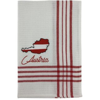 Geschirrtuch Tuch Handtuch ca. 65 x 40cm Austria Österreich Landkarte Flagge Rot