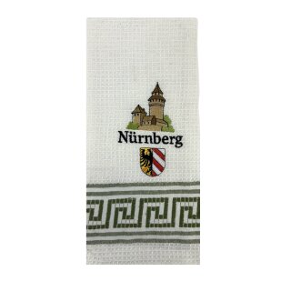 Geschirrtuch Tuch Handtuch ca. 60 x 40cm Deutschland Nürnberg Kaiserburg Stadtwappen Grün