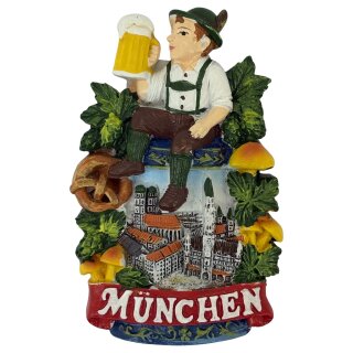 Magnet Polyresin Kühlschrankmagnet Souvenir Mitbringsel Tracht Figur - München