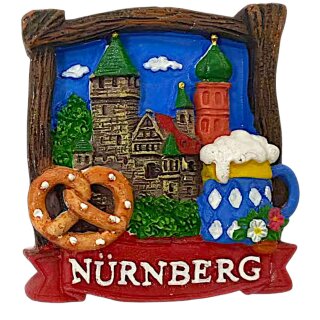 gnet Polyresin Kühlschrankmagnet Souvenir Mitbringsel Bayern Holzoptik - Nürnberg