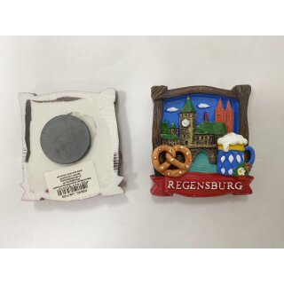 gnet Polyresin Kühlschrankmagnet Souvenir Mitbringsel Bayern Holzoptik - Regensburg