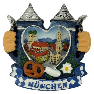 Magnet Polyresin Kühlschrankmagnet Souvenir Mitbringsel Krug Bierkrug - München
