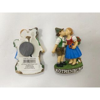 Magnet Polyresin Kühlschrankmagnet Souvenir Mitbringsel Trachtenpaar Verliebt - Rothenburg