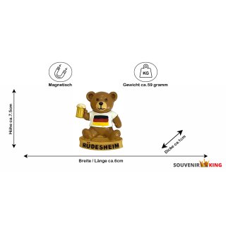 Magnet Polyresin Kühlschrankmagnet Souvenir Mitbringsel Teddybär Bär - Rüdesheim